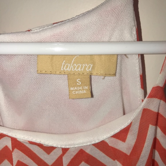 Takara Orange and White Chevron Dress - Picture 3 of 3